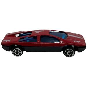 "Vintage Diecast Red Racing Car #1 Supercar with Silver Lightning Bolts"